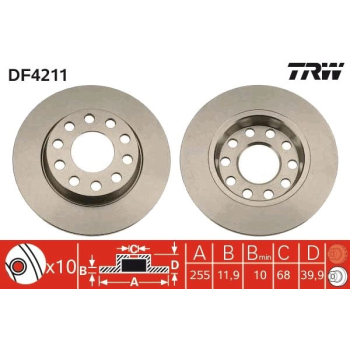 TRW DF4211 Bremsscheibe TRW DF4211 Bremsscheibe