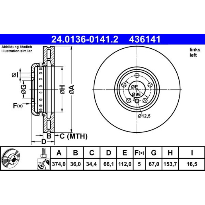 ATE 24.0136-0141.2 Bremsscheibe