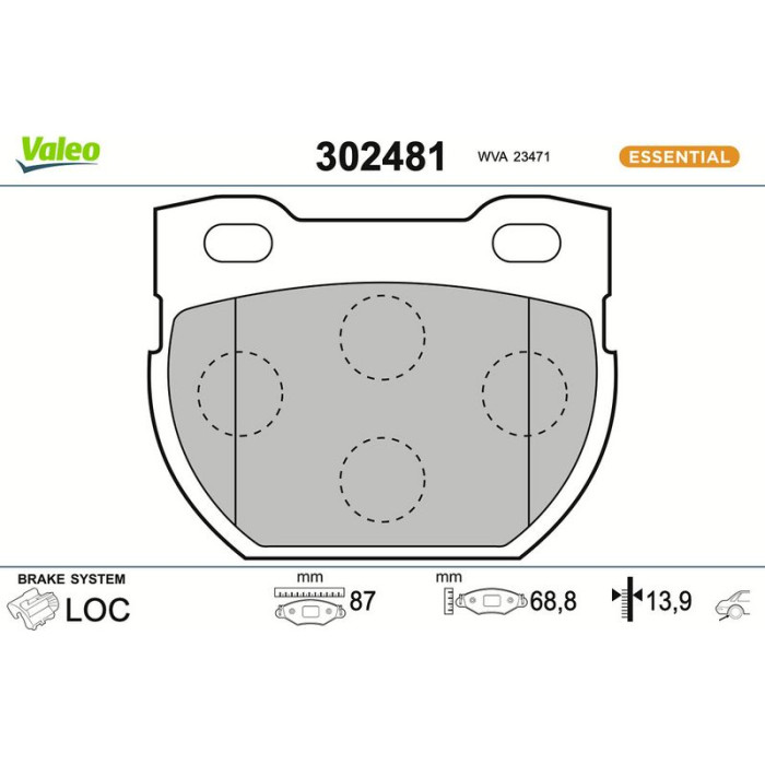 Valeo 302481 Bremsbelagsatz, Scheibenbremse ESSENTIAL Valeo 302481 Bremsbelagsatz, Scheibenbremse ESSENTIAL