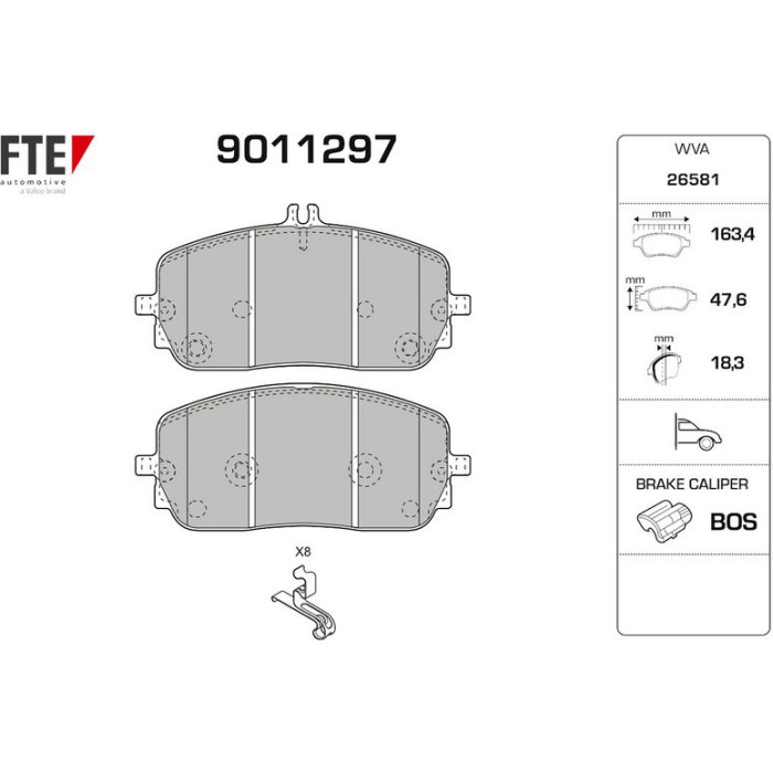 FTE 9011297 Bremsbelagsatz, Scheibenbremse