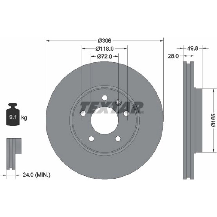 Textar 92116005 Bremsscheibe PRO+