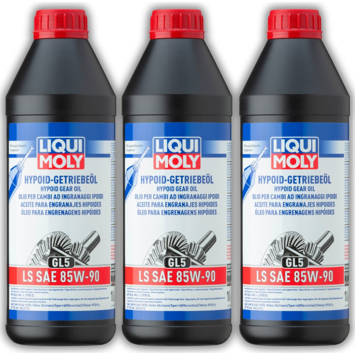 3x LIQUI MOLY Hypoid GL5 LS 1410 Achsgetriebeöl 1l, für hypoidverzahnte Getriebe, 85W-90, API GL-5 (3 Liter) 3x LIQUI MOLY Hypoid GL5 LS 1410 Achsgetriebeöl 1l, für hypoidverzahnte Getriebe, 85W-90, API GL-5 (3 Liter)