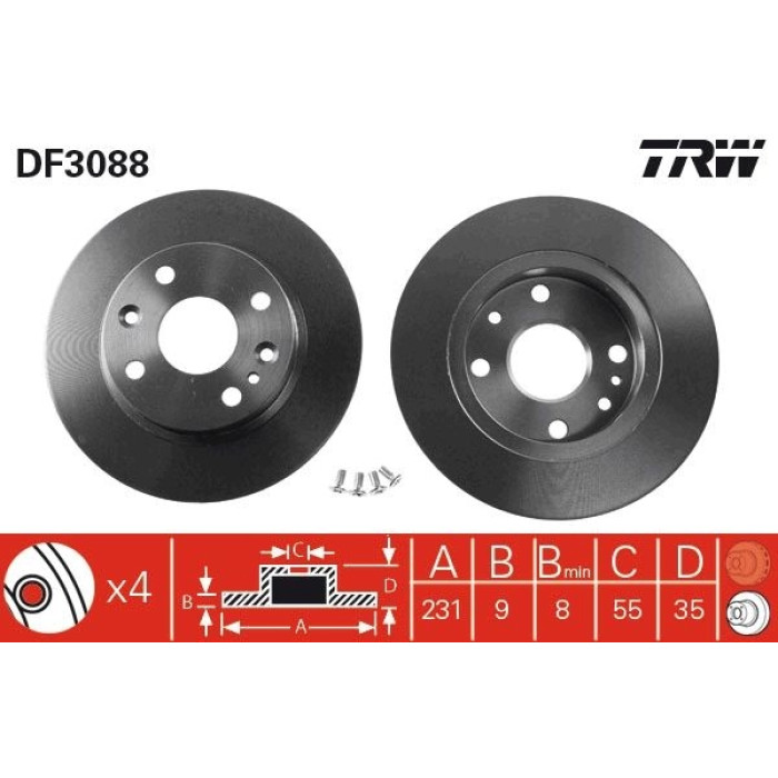 TRW DF3088 Bremsscheibe