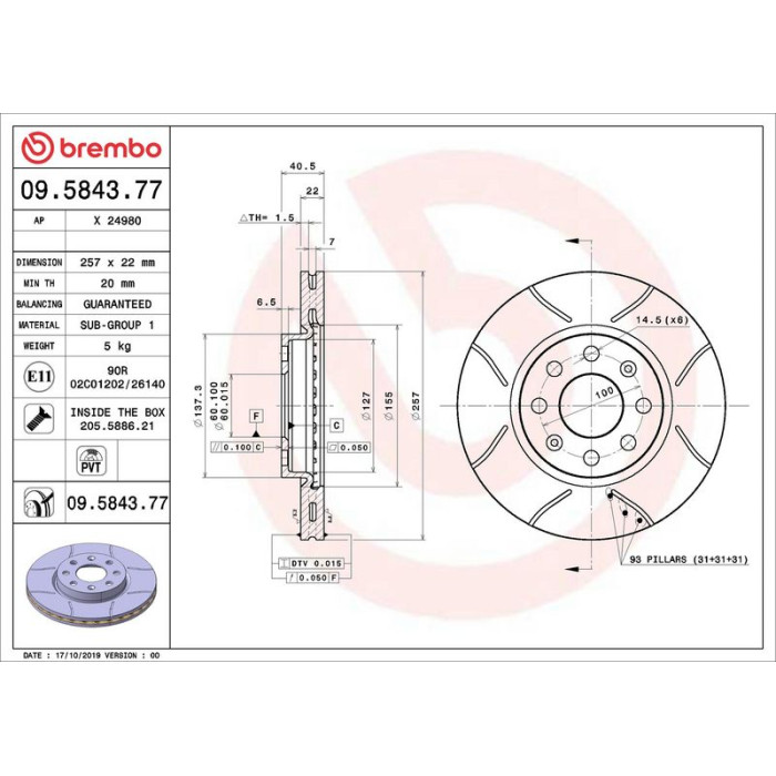 Brembo 09.5843.77 Bremsscheibe XTRA LINE - Max Brembo 09.5843.77 Bremsscheibe XTRA LINE - Max