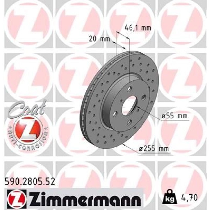Zimmermann 590.2805.52 Bremsscheibe SPORT Z Zimmermann 590.2805.52 Bremsscheibe SPORT Z