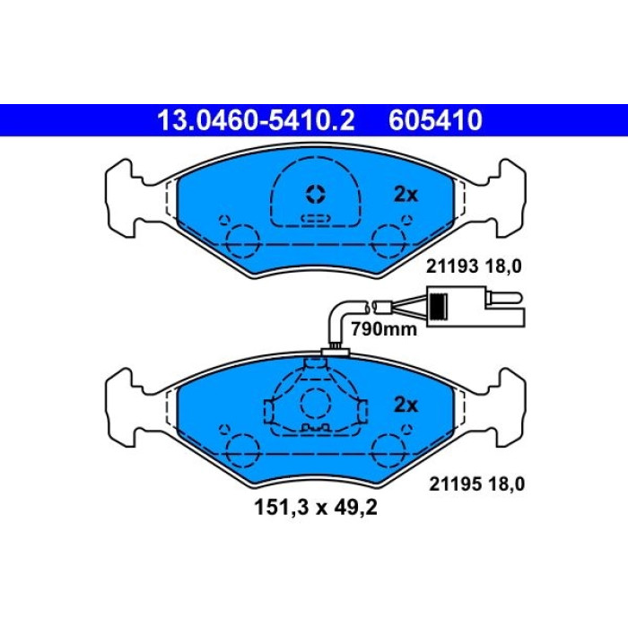 ATE 13.0460-5410.2 Bremsbelagsatz, Scheibenbremse ATE 13.0460-5410.2 Bremsbelagsatz, Scheibenbremse