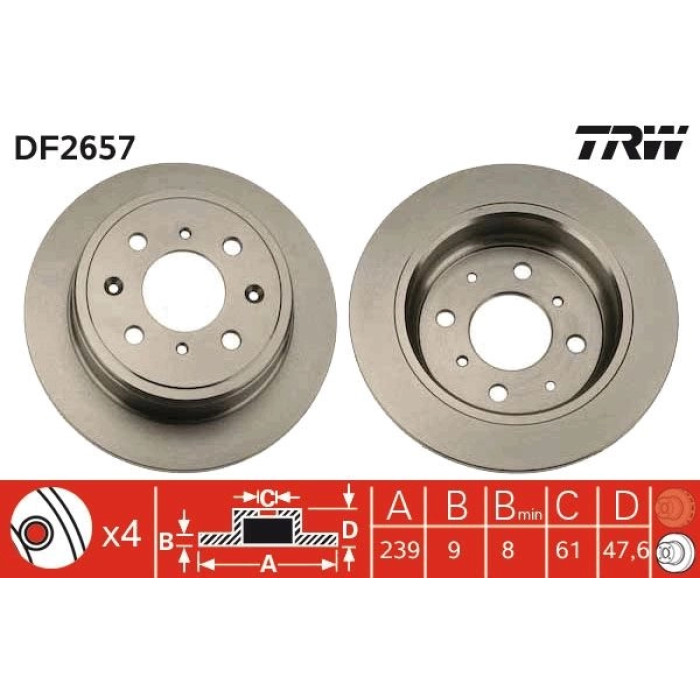 TRW DF2657 Bremsscheibe TRW DF2657 Bremsscheibe