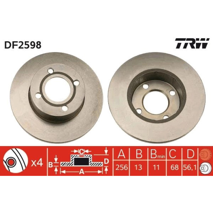 TRW DF2598 Bremsscheibe TRW DF2598 Bremsscheibe