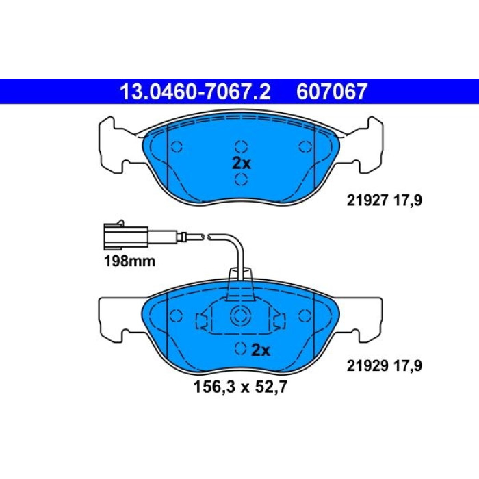 ATE 13.0460-7067.2 Bremsbelagsatz, Scheibenbremse ATE 13.0460-7067.2 Bremsbelagsatz, Scheibenbremse