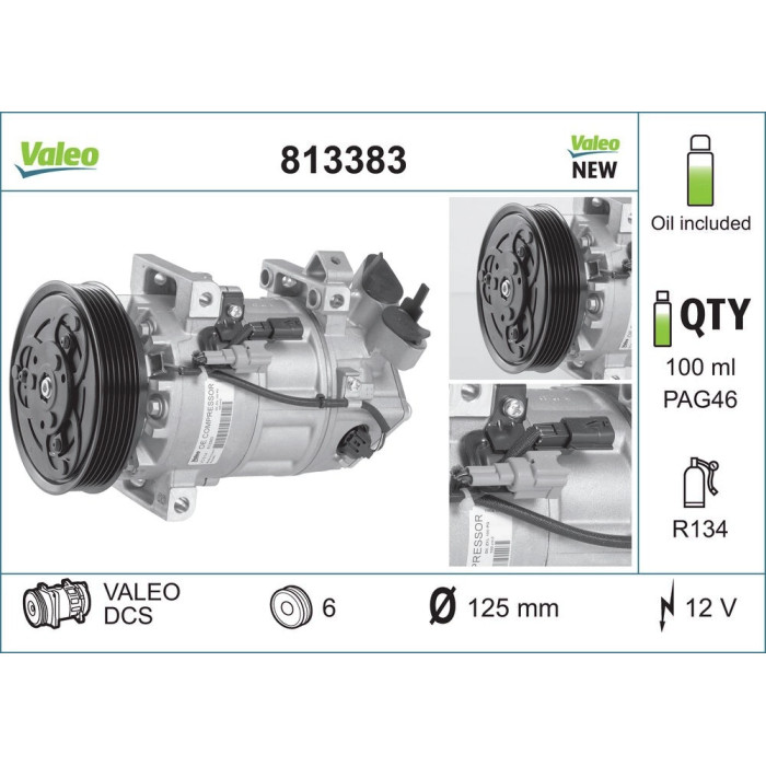 Valeo 813383 Kompressor, Klimaanlage ORIGINS - NEW O.E. TECHNOLOGIE Valeo 813383 Kompressor, Klimaanlage ORIGINS - NEW O.E. TECHNOLOGIE