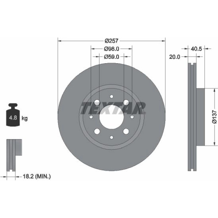 Textar 92068503 Bremsscheibe PRO