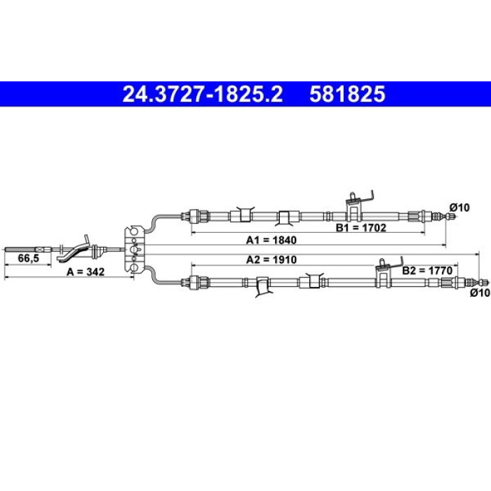 ATE 24.3727-1825.2 Seilzug, Feststellbremse ATE 24.3727-1825.2 Seilzug, Feststellbremse