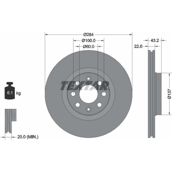 Textar 92145803 Bremsscheibe PRO