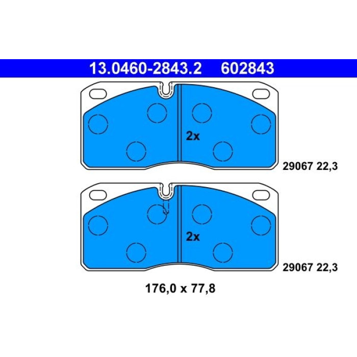 ATE 13.0460-2843.2 Bremsbelagsatz, Scheibenbremse ATE 13.0460-2843.2 Bremsbelagsatz, Scheibenbremse
