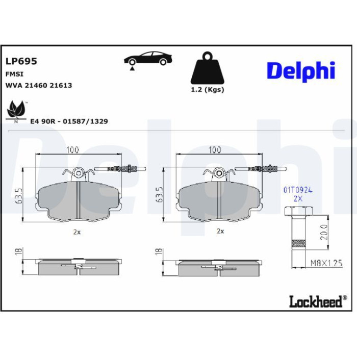 Delphi LP695 Bremsbelagsatz, Scheibenbremse Delphi LP695 Bremsbelagsatz, Scheibenbremse