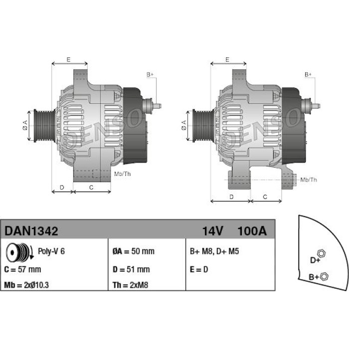 Denso DAN1342 Generator Denso DAN1342 Generator