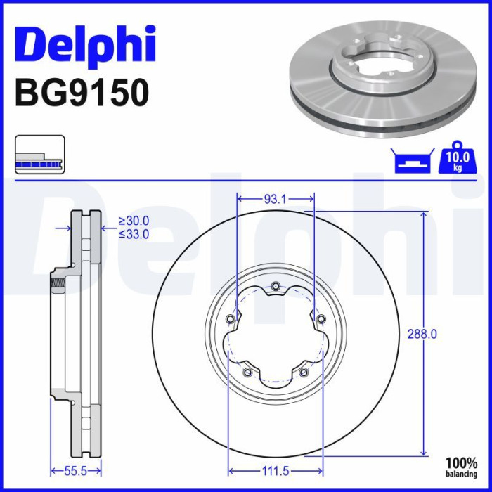 Delphi BG9150 Bremsscheibe Delphi BG9150 Bremsscheibe