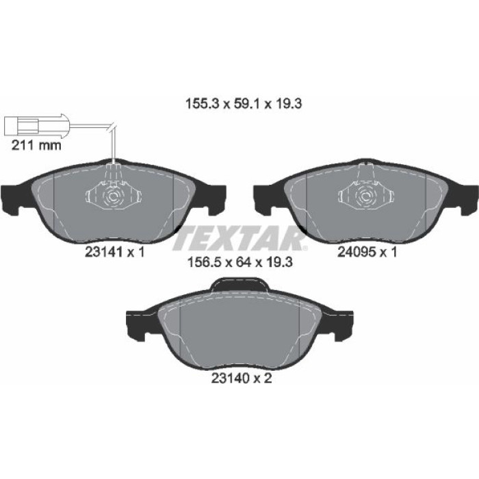 Textar 2314101 Bremsbelagsatz, Scheibenbremse Q+ Textar 2314101 Bremsbelagsatz, Scheibenbremse Q+