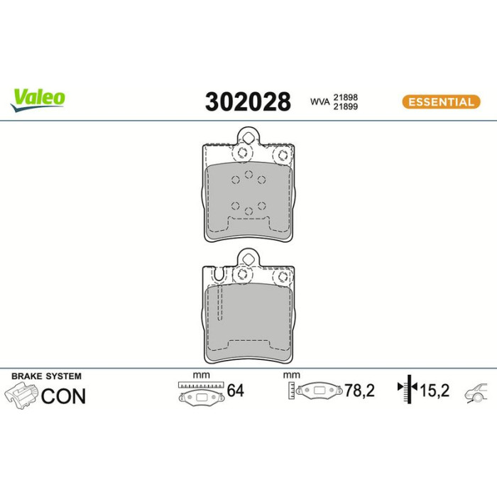 Valeo 302028 Bremsbelagsatz, Scheibenbremse ESSENTIAL Valeo 302028 Bremsbelagsatz, Scheibenbremse ESSENTIAL
