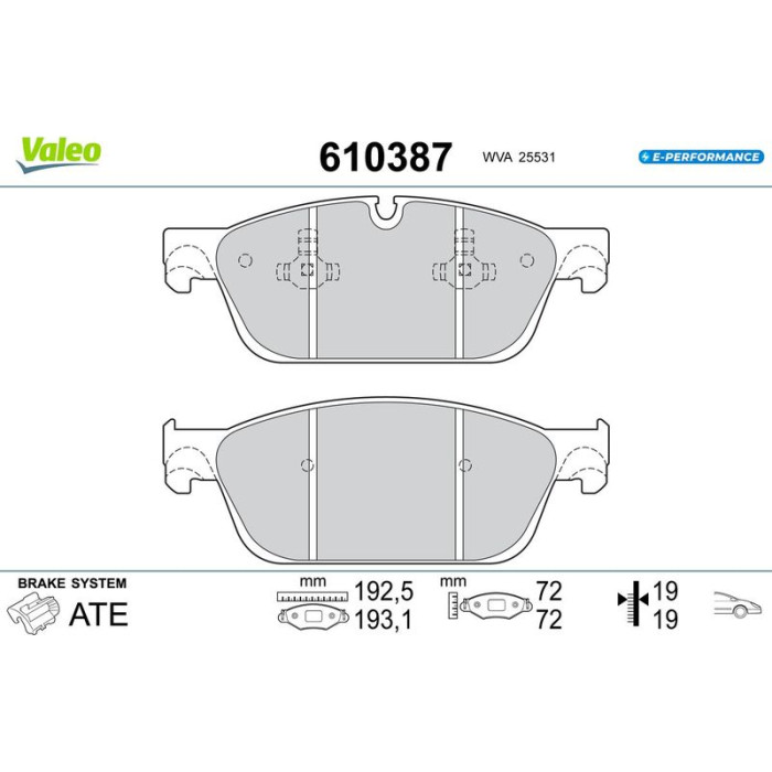 Valeo 610387 Bremsbelagsatz, Scheibenbremse E-PERFORMANCE Valeo 610387 Bremsbelagsatz, Scheibenbremse E-PERFORMANCE