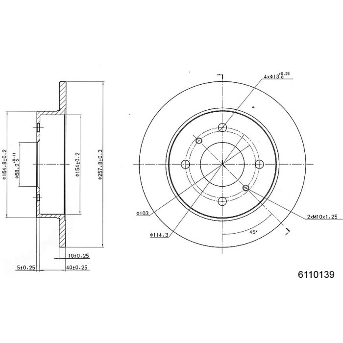 Metzger 6110139 Bremsscheibe Metzger 6110139 Bremsscheibe