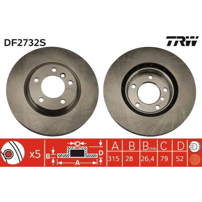 TRW DF2732S Bremsscheibe SINGLE TRW DF2732S Bremsscheibe SINGLE