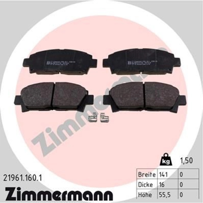 Zimmermann 21961.160.1 Bremsbelagsatz, Scheibenbremse
