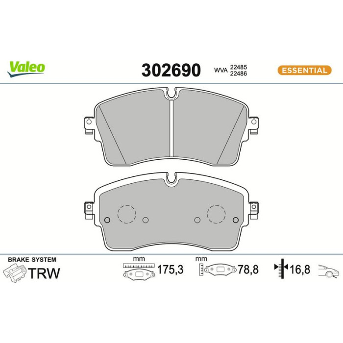 Valeo 302690 Bremsbelagsatz, Scheibenbremse ESSENTIAL