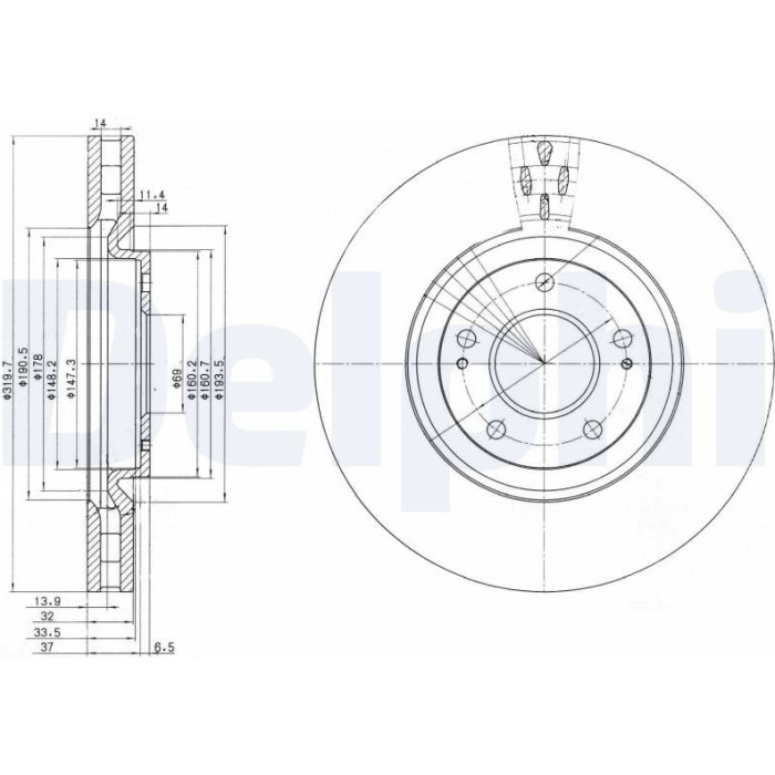 Delphi BG3988 Bremsscheibe Delphi BG3988 Bremsscheibe