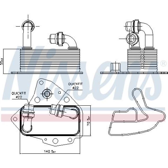 Nissens 90803 Ölkühler, Motoröl FIRST FIT