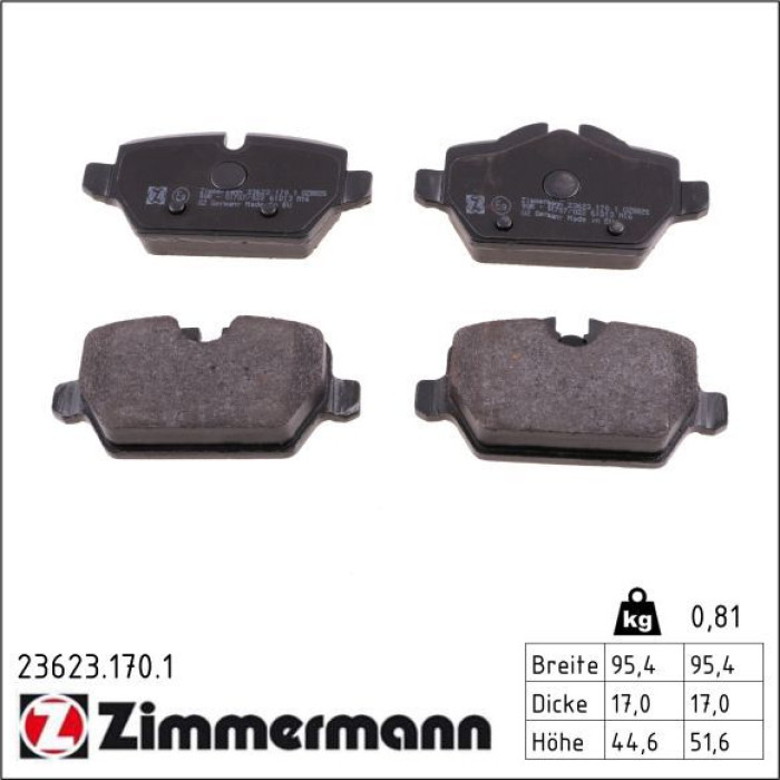 Zimmermann 23623.170.1 Bremsbelagsatz, Scheibenbremse Zimmermann 23623.170.1 Bremsbelagsatz, Scheibenbremse