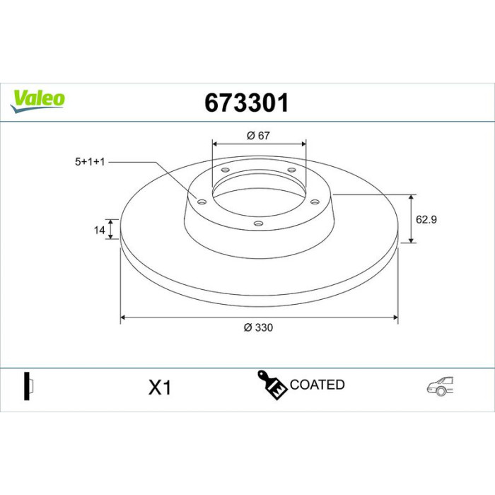 Valeo 673301 Bremsscheibe COATED Valeo 673301 Bremsscheibe COATED