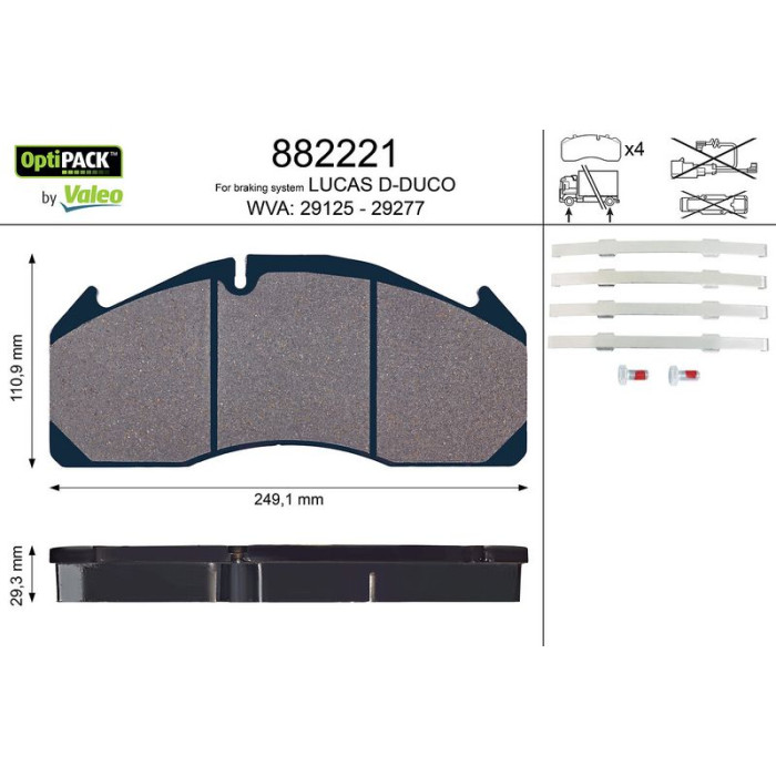 Valeo 882221 Bremsbelagsatz, Scheibenbremse OPTIPACK Valeo 882221 Bremsbelagsatz, Scheibenbremse OPTIPACK