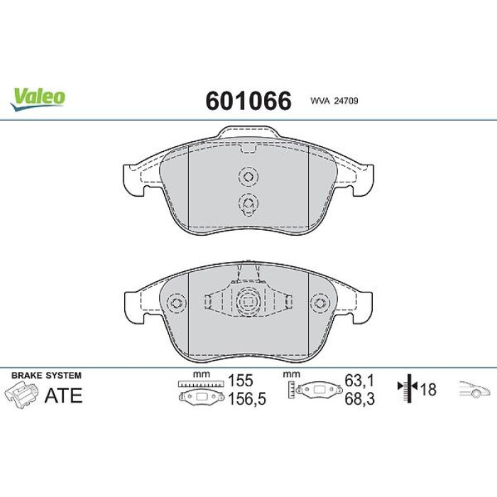Valeo 601066 Bremsbelagsatz, Scheibenbremse Valeo 601066 Bremsbelagsatz, Scheibenbremse