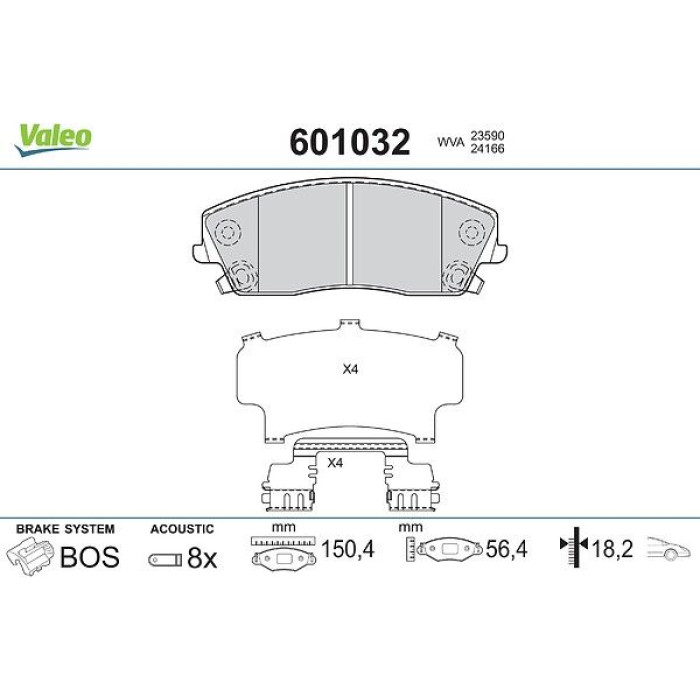 Valeo 601032 Bremsbelagsatz, Scheibenbremse Valeo 601032 Bremsbelagsatz, Scheibenbremse