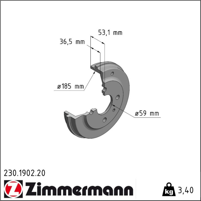 Zimmermann 230.1902.20 Bremstrommel Coat Z Zimmermann 230.1902.20 Bremstrommel Coat Z