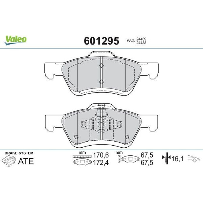 Valeo 601295 Bremsbelagsatz, Scheibenbremse