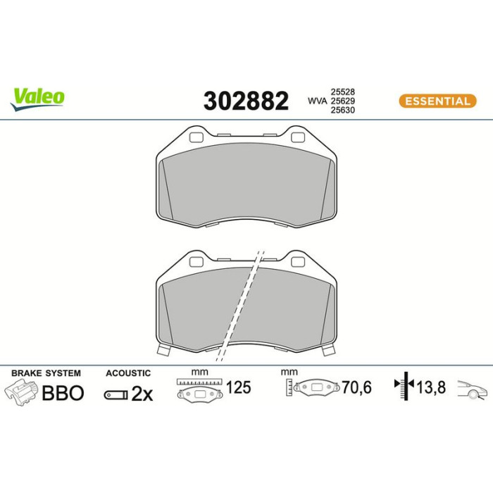 Valeo 302882 Bremsbelagsatz, Scheibenbremse ESSENTIAL Valeo 302882 Bremsbelagsatz, Scheibenbremse ESSENTIAL