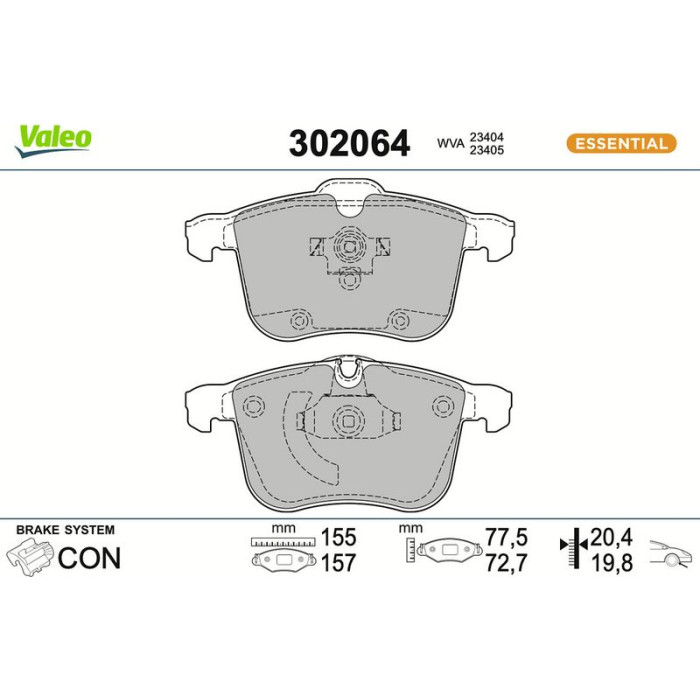 Valeo 302064 Bremsbelagsatz, Scheibenbremse ESSENTIAL Valeo 302064 Bremsbelagsatz, Scheibenbremse ESSENTIAL