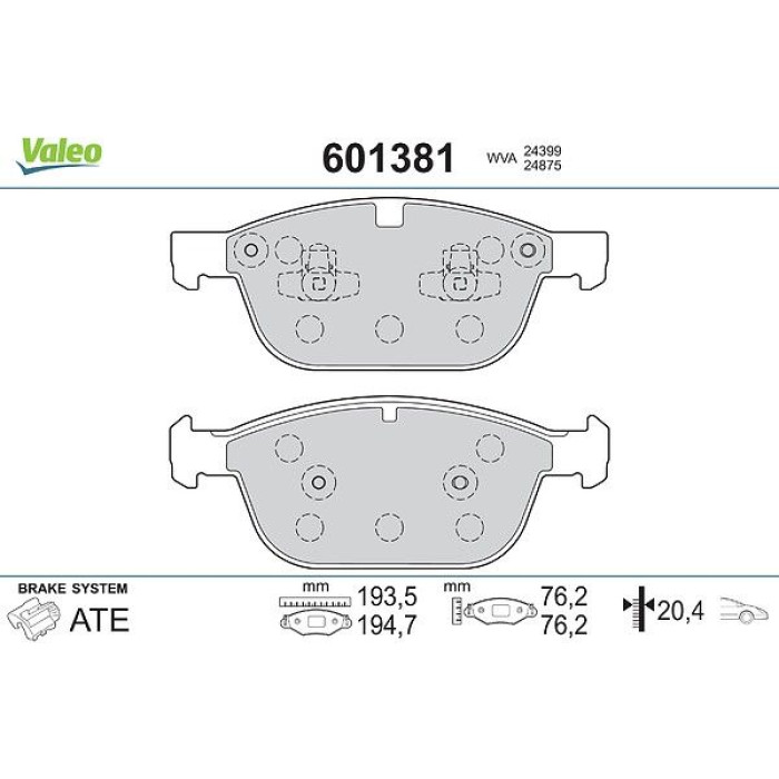 Valeo 601381 Bremsbelagsatz, Scheibenbremse Valeo 601381 Bremsbelagsatz, Scheibenbremse
