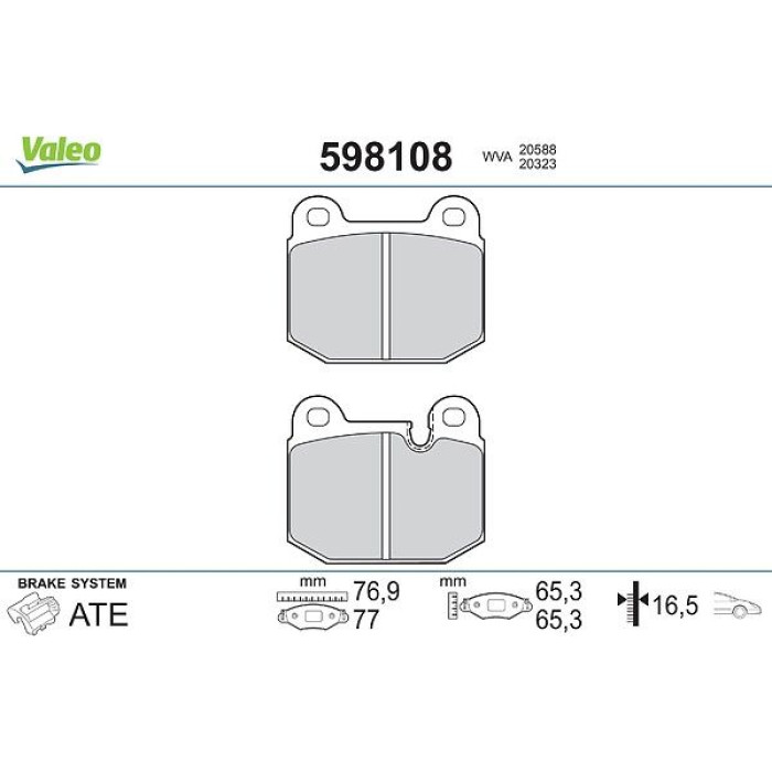 Valeo 598108 Bremsbelagsatz, Scheibenbremse