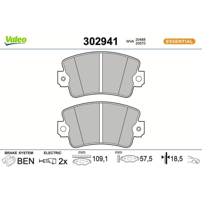 Valeo 302941 Bremsbelagsatz, Scheibenbremse ESSENTIAL Valeo 302941 Bremsbelagsatz, Scheibenbremse ESSENTIAL