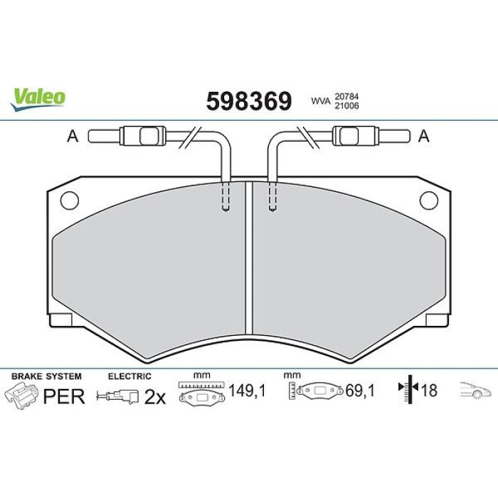 Valeo 598369 Bremsbelagsatz, Scheibenbremse