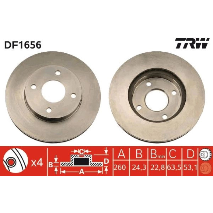 TRW DF1656 Bremsscheibe TRW DF1656 Bremsscheibe