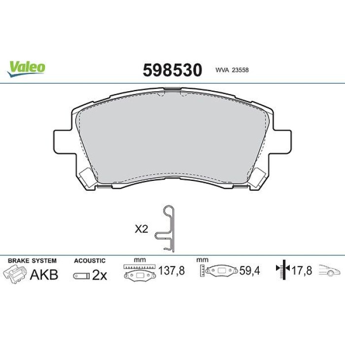 Valeo 598530 Bremsbelagsatz, Scheibenbremse Valeo 598530 Bremsbelagsatz, Scheibenbremse