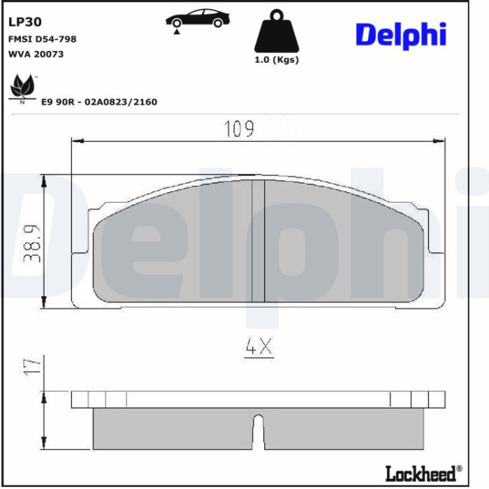 Delphi LP30 Bremsbelagsatz, Scheibenbremse Delphi LP30 Bremsbelagsatz, Scheibenbremse