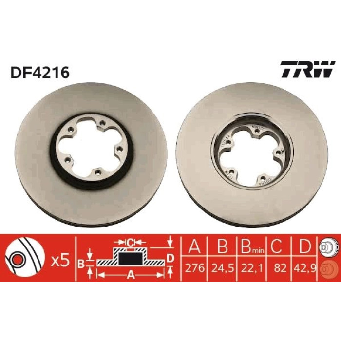 TRW DF4216 Bremsscheibe TRW DF4216 Bremsscheibe