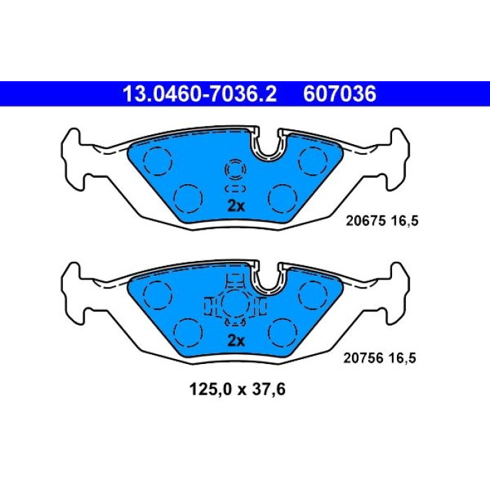 ATE 13.0460-7036.2 Bremsbeläge für BMW 3er für Verschleißwarnanzeiger vorbereitet, exkl. Verschleißwarnkontakt ATE 13.0460-7036.2 Bremsbeläge für BMW 3er für Verschleißwarnanzeiger vorbereitet, exkl. Verschleißwarnkontakt