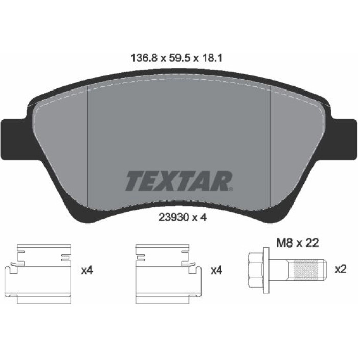 Textar 2393001 Bremsbelagsatz, Scheibenbremse Q+ Textar 2393001 Bremsbelagsatz, Scheibenbremse Q+