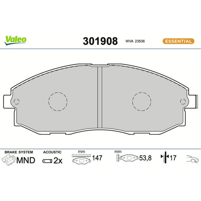 Valeo 301908 Bremsbelagsatz, Scheibenbremse ESSENTIAL Valeo 301908 Bremsbelagsatz, Scheibenbremse ESSENTIAL